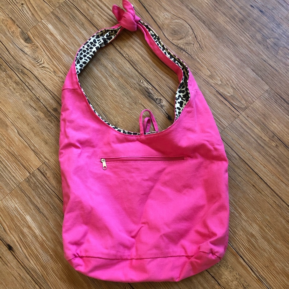 Pink and Leopard Cotton Shoulder Bag